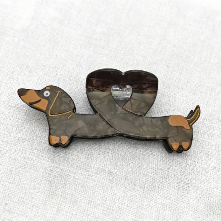 Adorable Heart Body Dachshund Dog Hair Clip for wholesale by SoapElenGlen