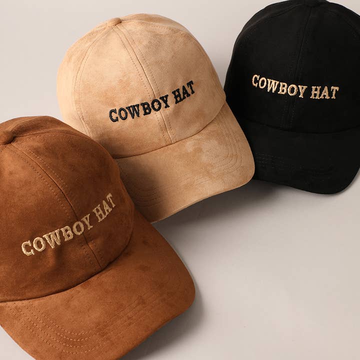 Fashion City – wholesale Baseballkeps - Unisex – Cowboyhatt Textbroderi Mocka basebollkeps