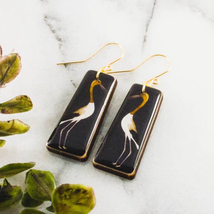 No Man's Land - Wholesale Dangle Earrings - Vintage Crane Tapered Rectangle Earrings1