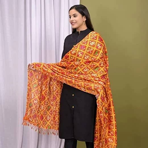 GYPSY STUDIO - Wholesale Scarf - Women's - Dupatta Rajasthani Bandhej Dupatta Silk Bandhani Bandhej 0