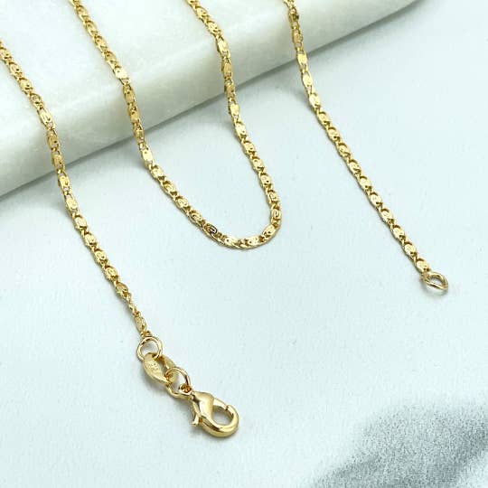 Chaîne à maillons marquise en corde turque de 1 mm remplie d'or 18 carats, style Mariner Link, 16 pouces, 18 pouces ou 24 pouces de long pour la vente par Luxus Accessories