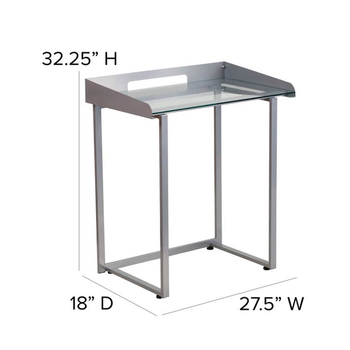 Flash Furniture - Wholesale Desk Set - Clear Tempered Glass Desk with Silver Metal Frame