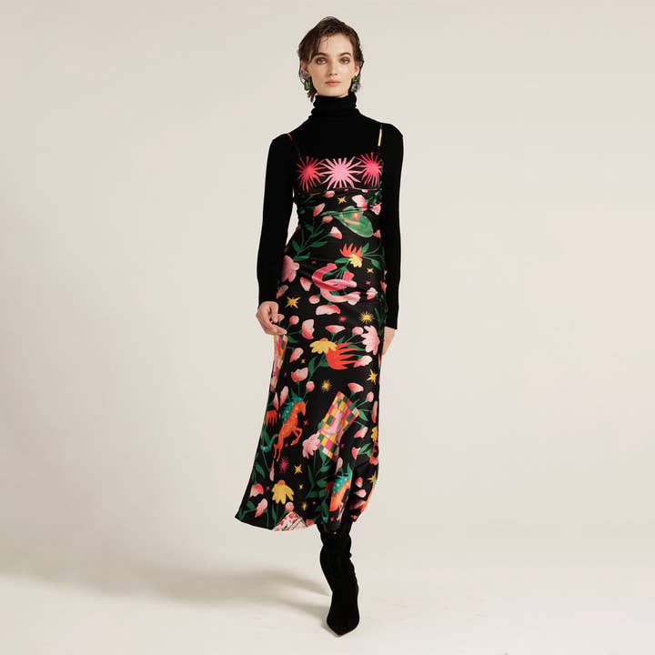 Love, Bonfire the Label - Wholesale Dress - Women's - Wildhorse Saloon Western Print Black Slip Dress2