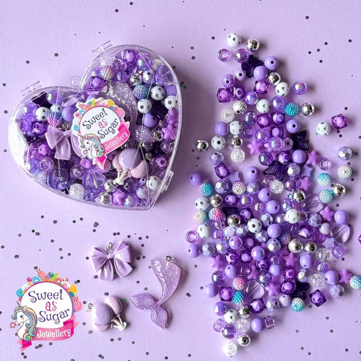 Jewellery Making Kit Purple Heart Shaped for wholesale by Sweet As Sugar Jewellery