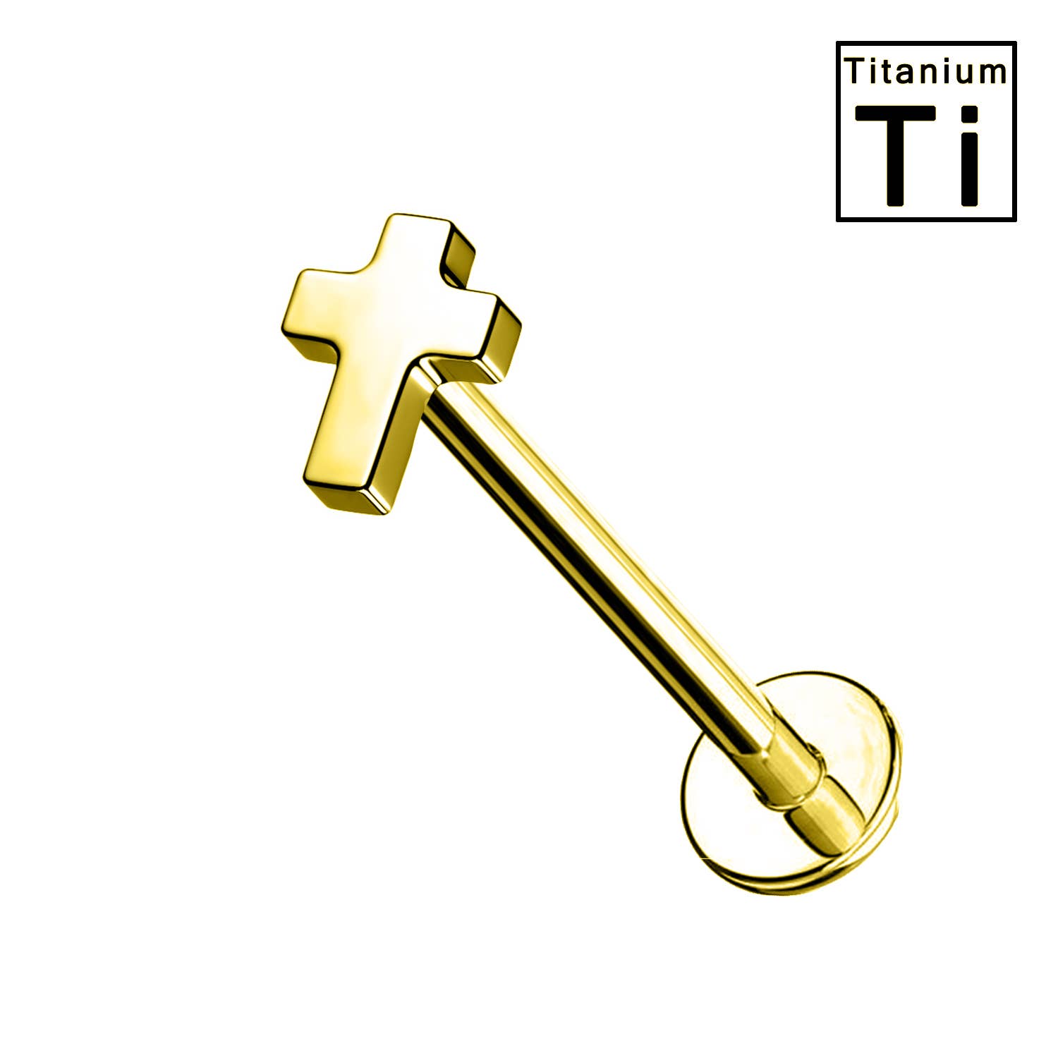 Awaken - Venta al por mayor Piercings de labios - Piercing tipo labret de titanio en forma de cruz PWC-0582