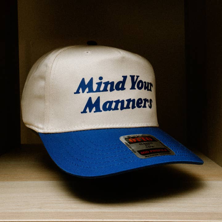 Mind Your Manners Mid Crown 5-Panel Baseball Kasket for engroshandel hos Parker Goods