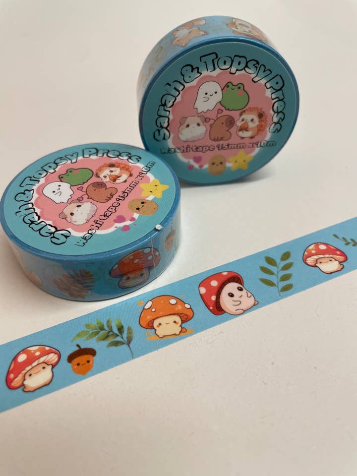 Woodland Mushroom Washi Tape for wholesale by Sarah & Topsy Press