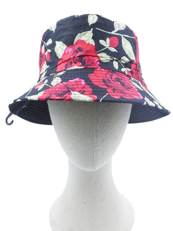 Rose Print Bucket Hat for wholesale by Hana