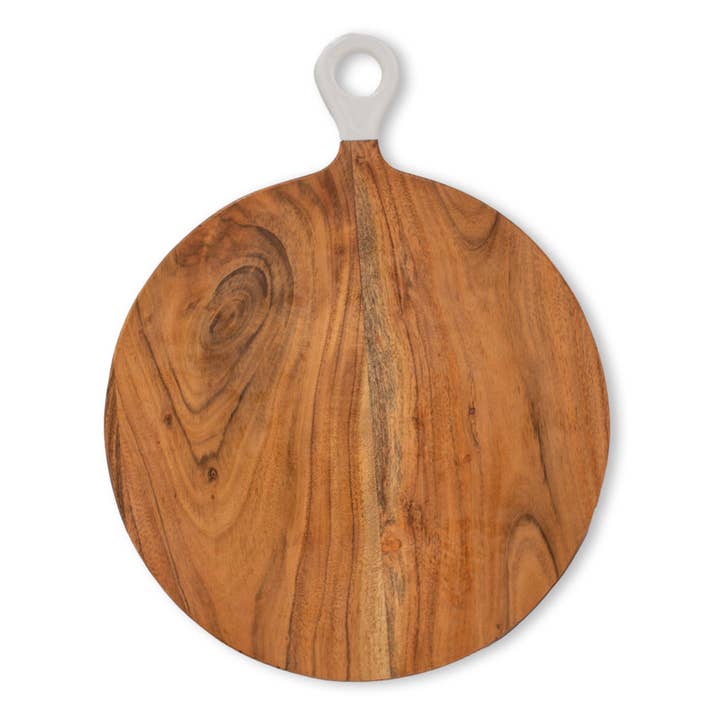 Jeanne Fitz - Wholesale Cheese Board - Wood+White Collection Acacia Wood Round Charcuterie Board LG