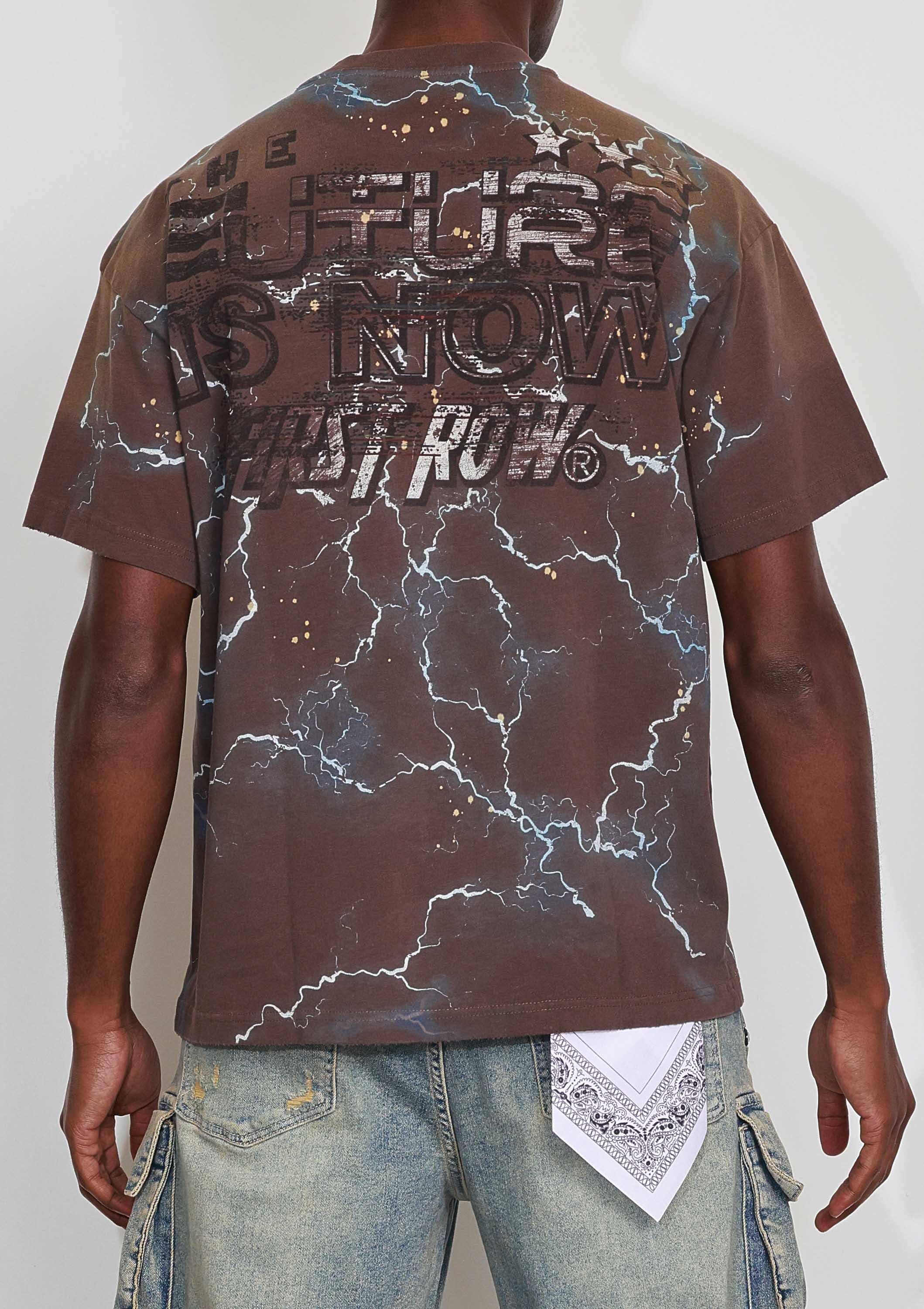 Brun TVÄTTAD HUMANITY FIRST LIGHTNING TEE för wholesale på Faire3