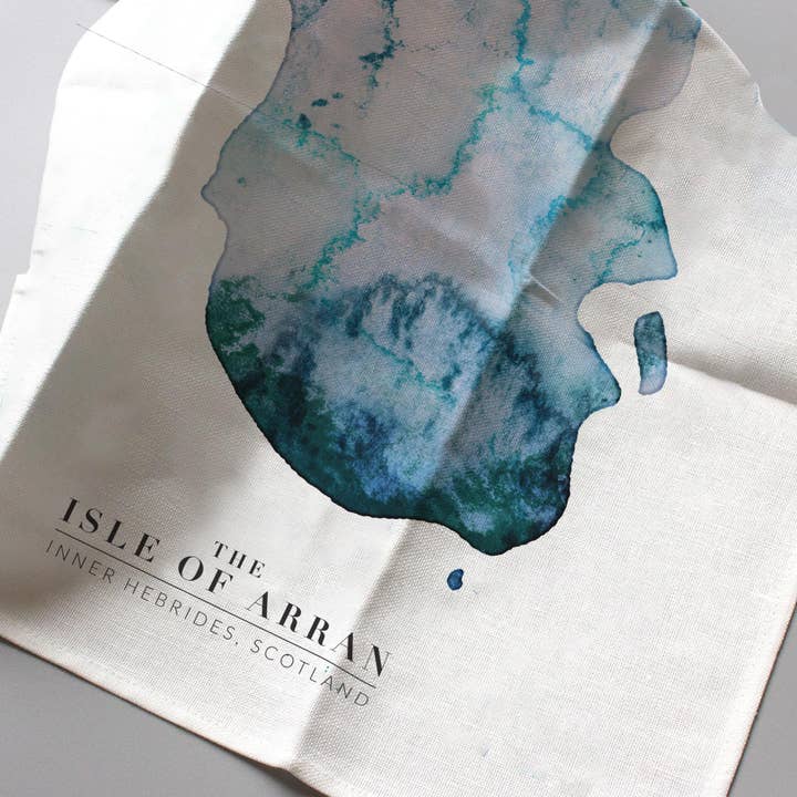 EJayDesign - Wholesale Tea Towel - Isle of Arran Watercolour Map Scotland Cotton Tea Towel