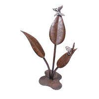 Two Butterflies on Large Leaves Metal Garden Art for wholesale by Overwrought