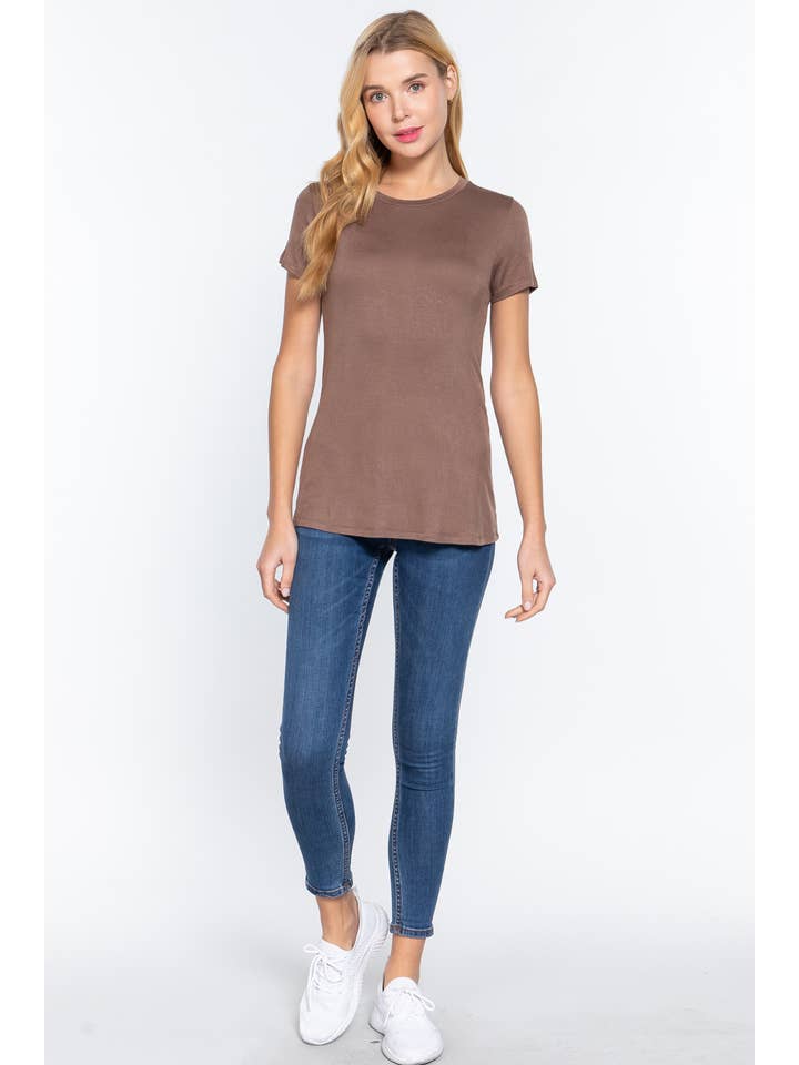 Active Basic | Active USA - Wholesale Knit Top - Women's - Short Sleeve Crew Neck Rayon Spandex Jersey Top20