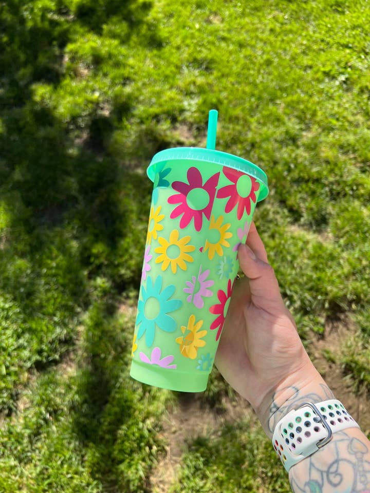 Colorful Floral Color Changing Tumbler for wholesale by The Crazy Craft Girl LLC