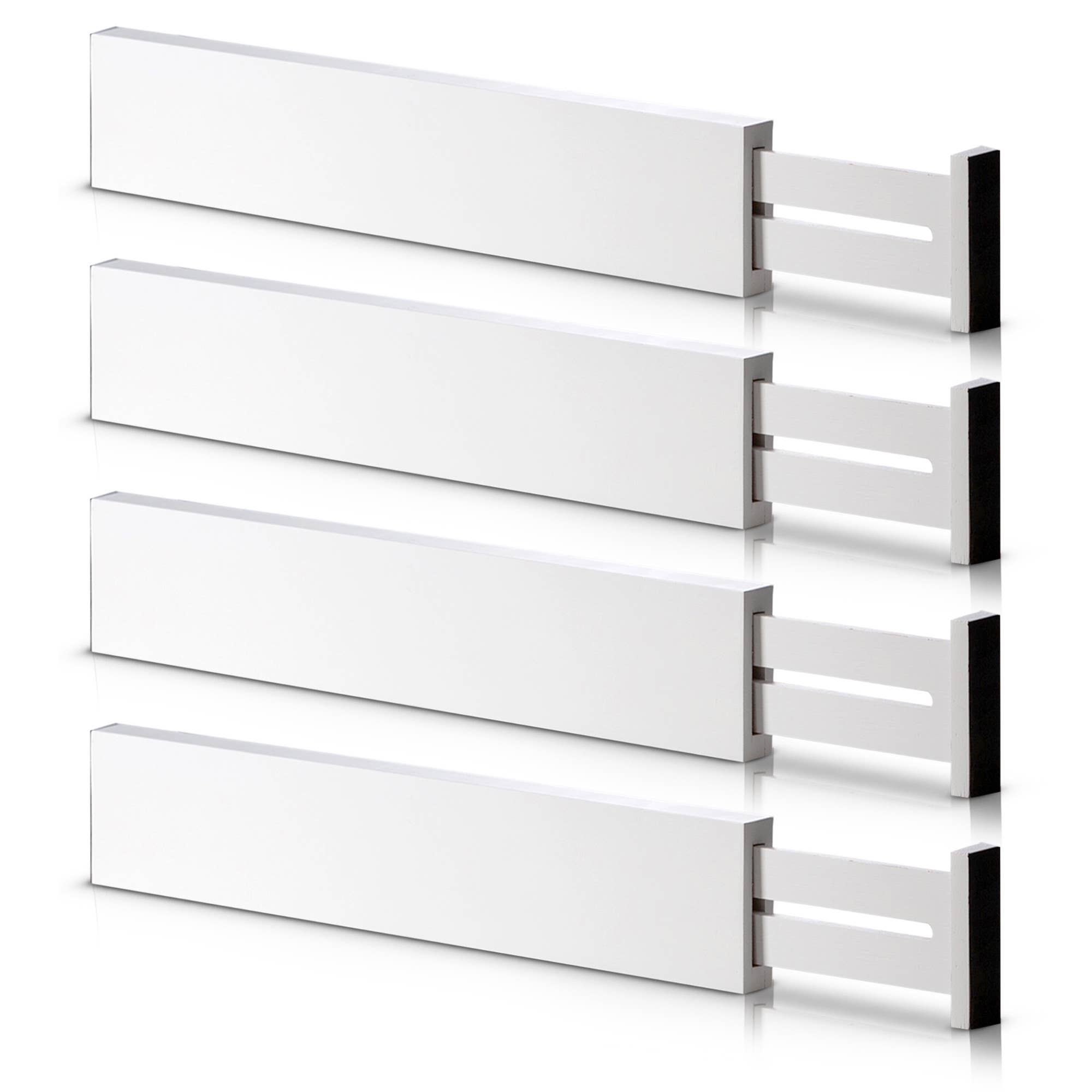 Bambusi - Wholesale Drawer Organizer - Bamboo Drawer Dividers, Adjustable, 4-Pack (White)13