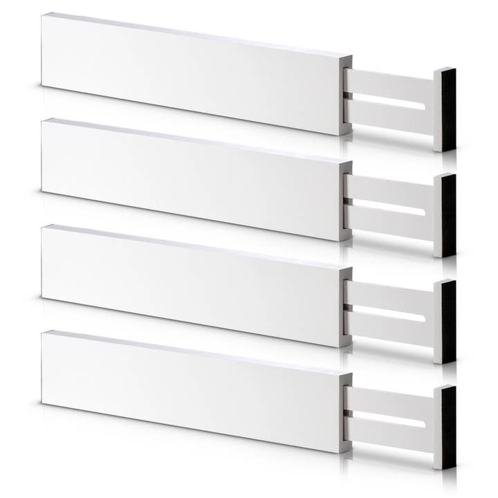Bambusi - Wholesale Drawer Organizer - Bamboo Drawer Dividers, Adjustable, 4-Pack (White)13
