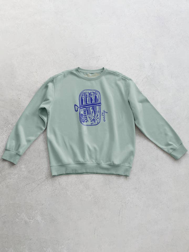 The Clandestine Underground - Wholesale Graphic Sweatshirt - Unisex - Salty Sardines, Oversized Sustainable Sweatshirt