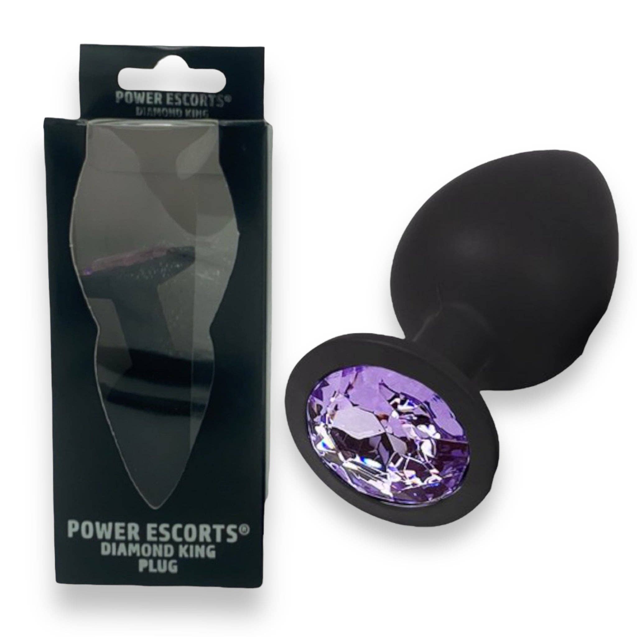 Kinky Pleasure - Wholesale Sex Toy - Power Escorts - BR135 - Diamond King - Silicone Butt Plug - Black - 6 Colors - 3 Sizes6