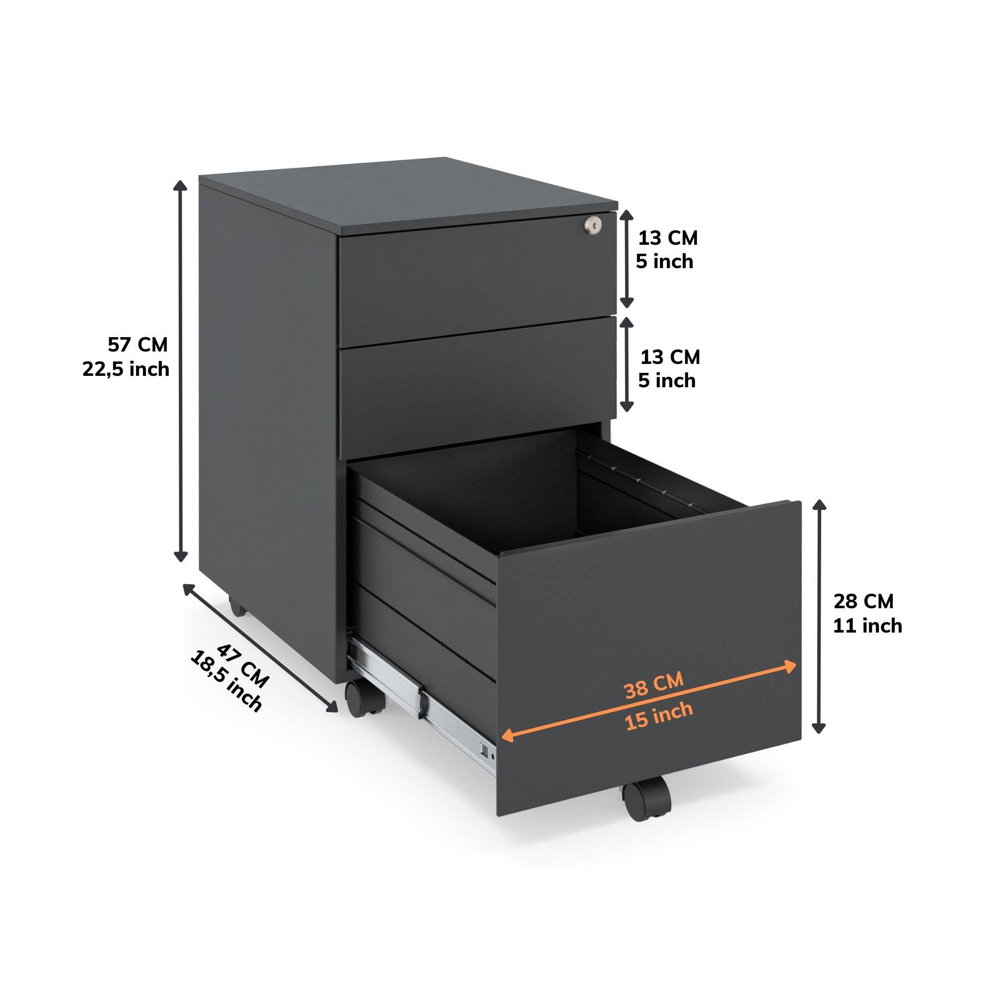 CEHA USA - Venta al por mayor Armario - Archivador móvil Ceha de 2+1 cajones con cerradura3