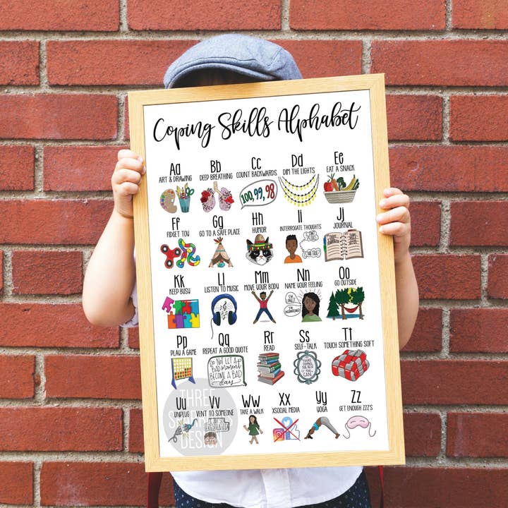 Three Sparrows Design - Wholesale Poster - Coping Skills Alphabet Poster| Copingvaardigheden voor kinderen