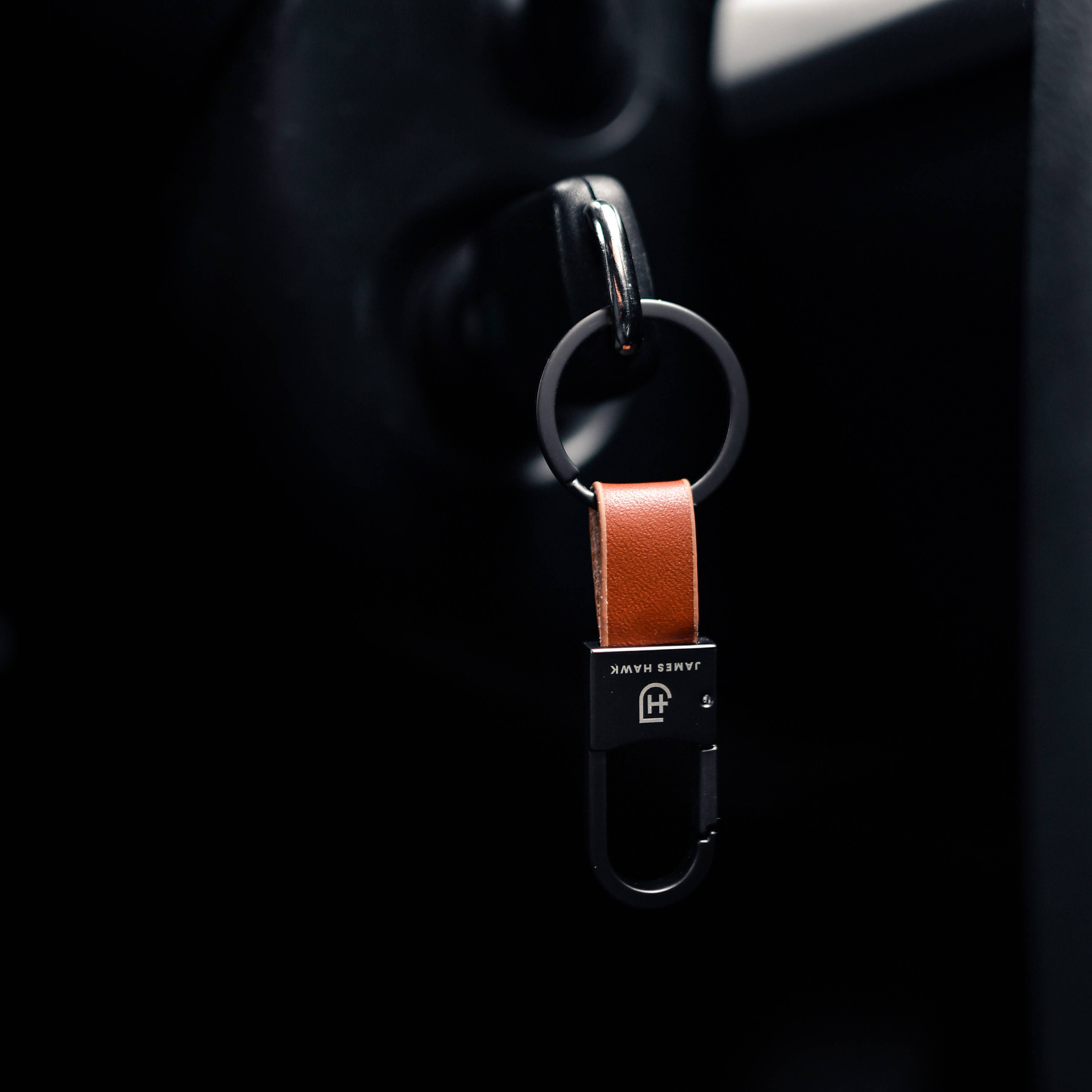 James Hawk - Vente Porte-clés – unisexe - Porte-clés en cuir naturel pour homme avec mousqueton métal gris canon3