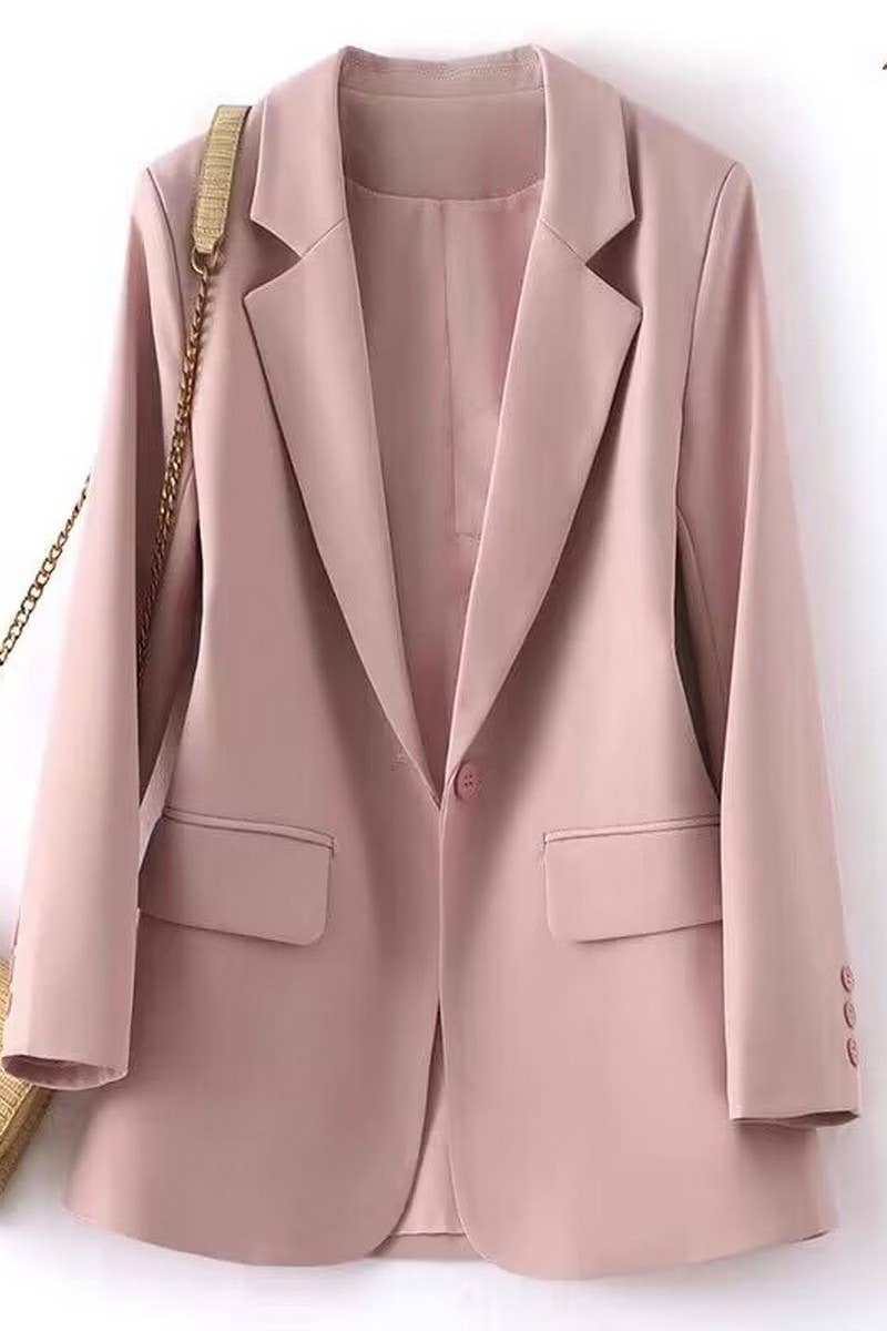 NINEXIS - Wholesale Suit Jacket - Women's - _CWOBL0139_SOLID COLOR SLIT POCKET SUIT COLLAR COMMUTER SUIT4