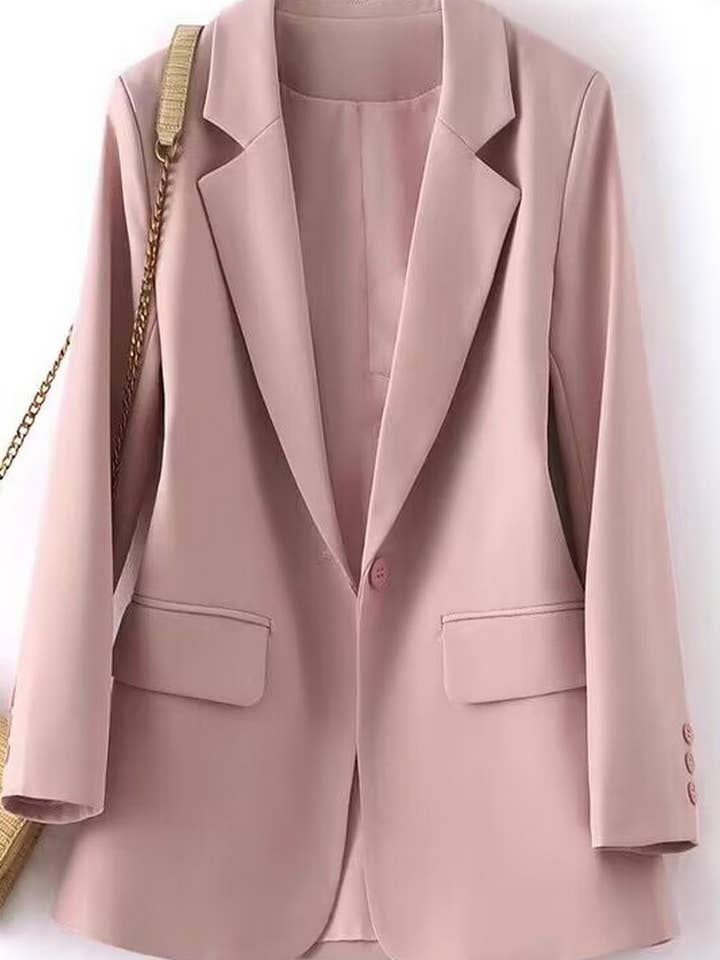 NINEXIS - Wholesale Suit Jacket - Women's - _CWOBL0139_SOLID COLOR SLIT POCKET SUIT COLLAR COMMUTER SUIT4