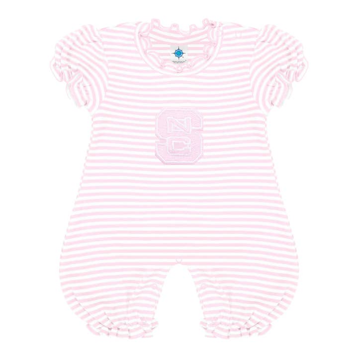 Creative Knitwear - Wholesale Jumpsuit - Baby - NC State Wolfpack Infant Striped Puff Sleeve Romper2