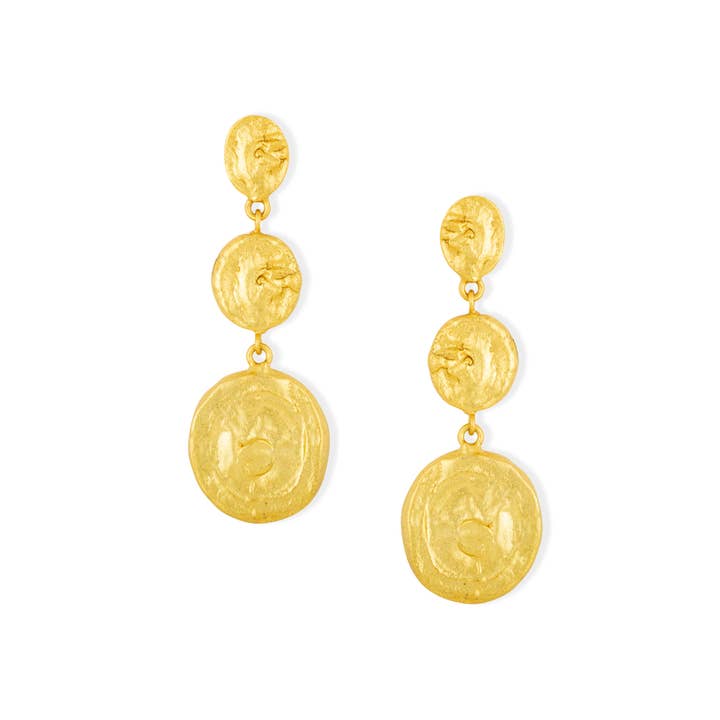 Marbella Gold Coin Earrings Gold for wholesale by Ashiana London