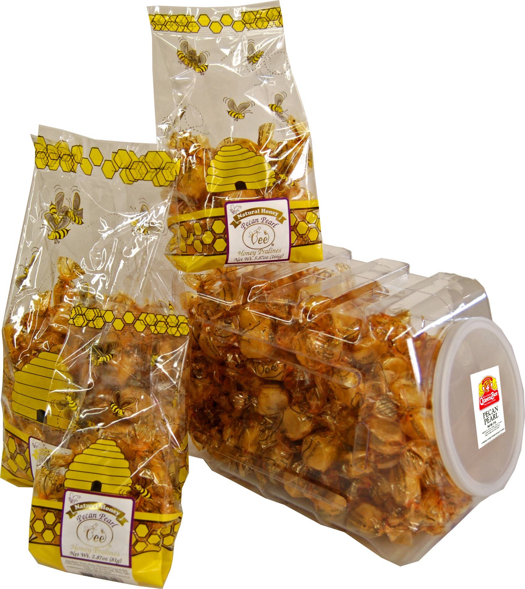Queen Bee Gardens - Wholesale Caramel - 9 - 6 oz Bags of Pecan Pearl Honey Caramels3