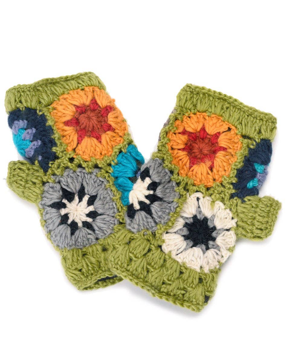 Zig Zag Asian Collection - Wholesale Gloves - Women's - Crochet Flower Fingerless Gloves6