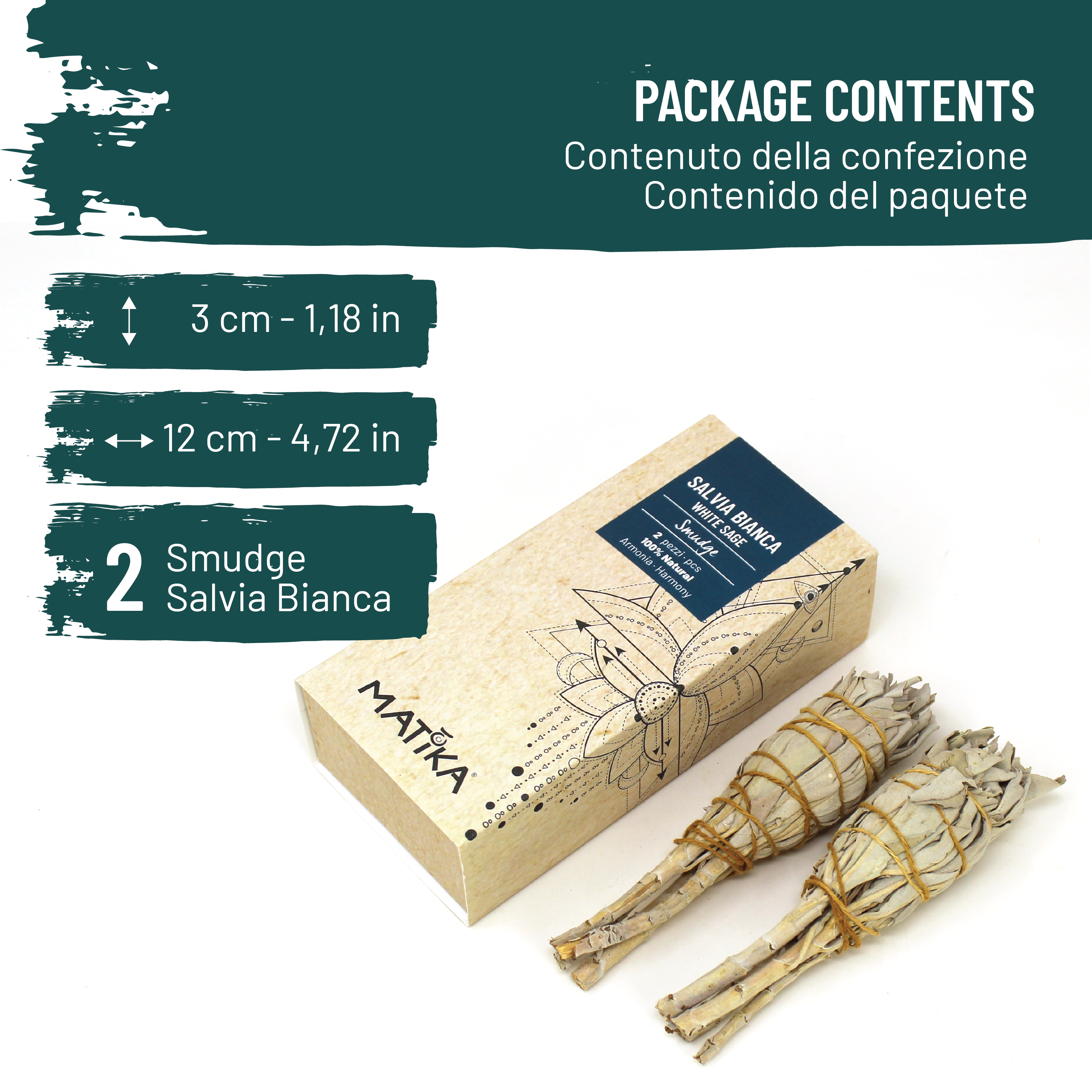 Herborea srl - Wholesale Sage Bundle - White Sage Smudge - 2 pcs1