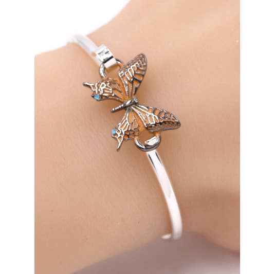 FR2687 Hematite_Orange Swallowtail Butterfly Casting Bangle for wholesale by 0011 PREMIERE