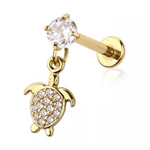 CRAVE - Wholesale Single Earring - SEA TURTLE 316L SURGICAL STEEL INTERNALLY THREADED LABRET2