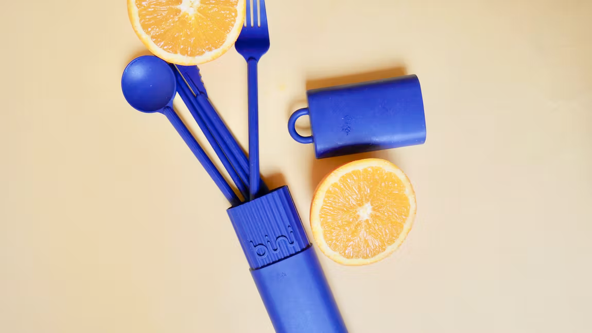 Bini - Venta al por mayor Juego de cubiertos - Bini Midnight Blue - Cubiertos reutilizables y portátiles de origen biológico4