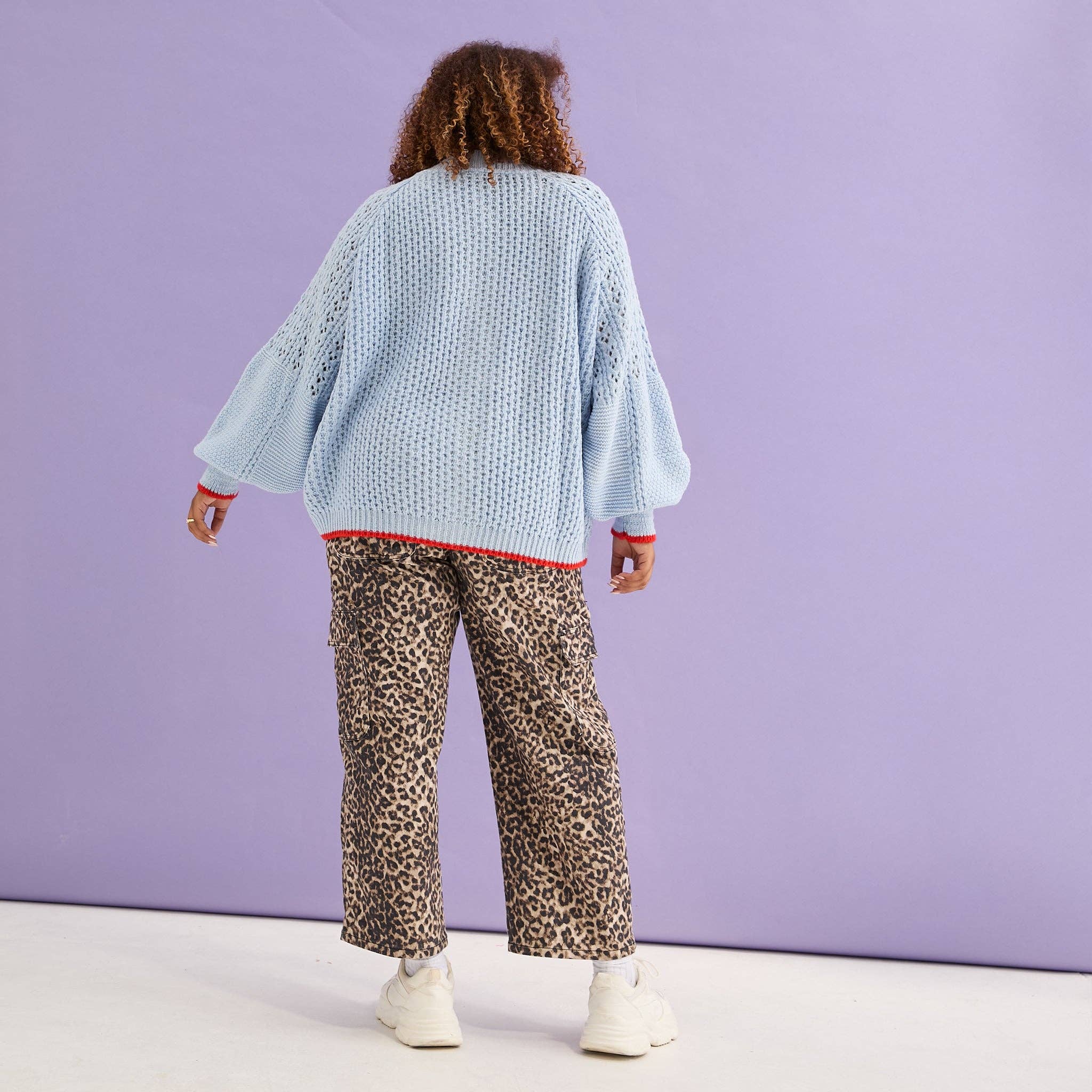 Cara & The Sky - Wholesale Cardigan - Women's - Brigit Pointelle Stitch Balloon Sleeve Cardigan - Blue7