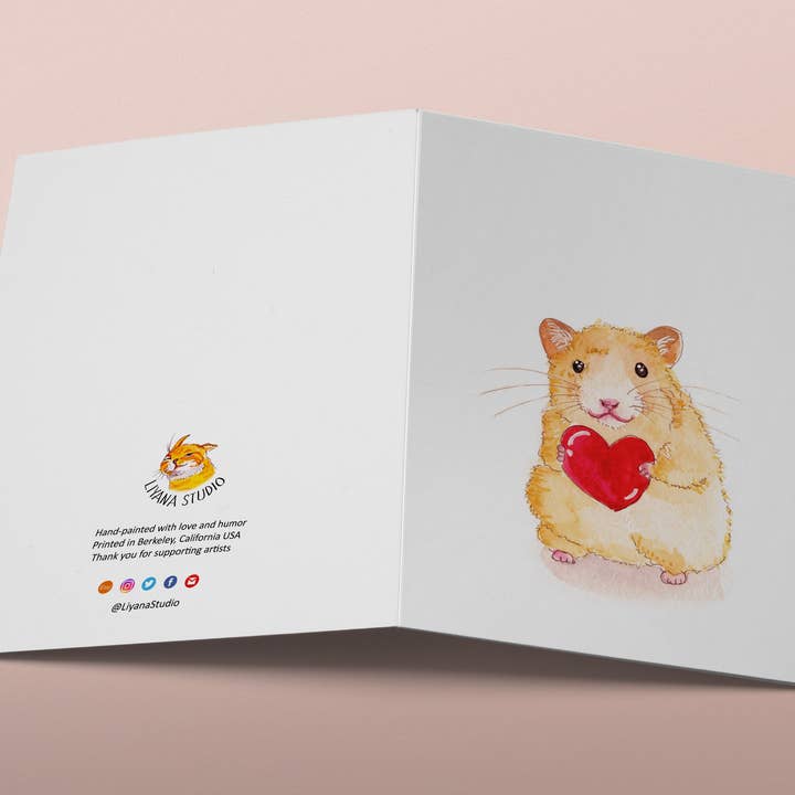 Liyana Studio - Wholesale Valentine's Day Card - Hamster Heart love - Valentines Day Card