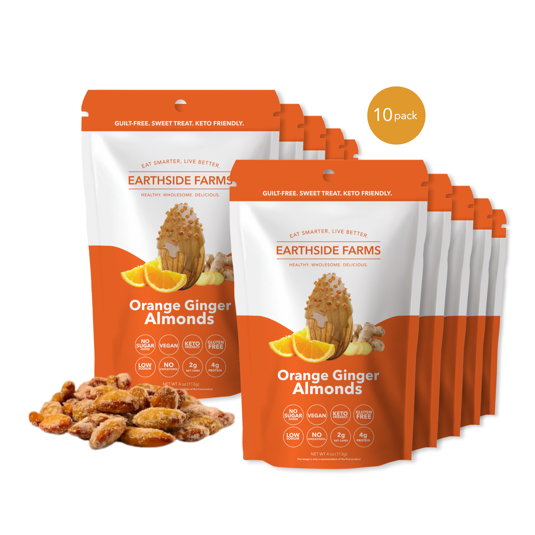 Earthside Farms - Wholesale Nuts - Orange Ginger Almonds - Vegan Candied Nuts 4oz Snack0
