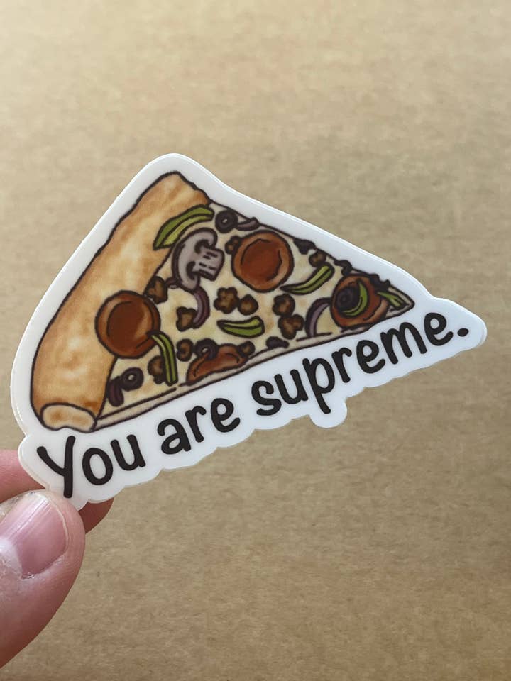 Supreme Pizza Sticker for wholesale by ON THE GO Studio