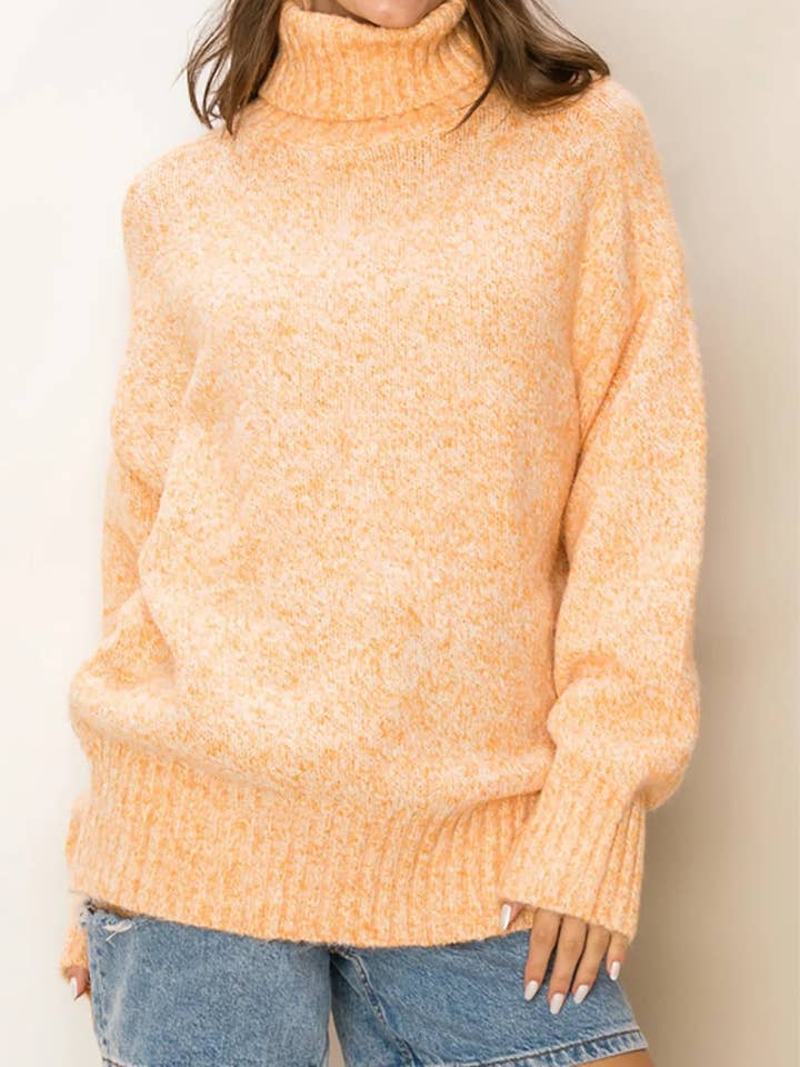 Chunky Knit Mock Neck Long Sleeve Oversized Cozy Speckled Pullover Sweater for wholesale by Tasha Apparel Wholesale