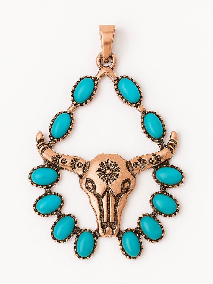 Take The Bull By The Horns Drop Pendant Western Fashion Necklace for wholesale by The Bling Barn