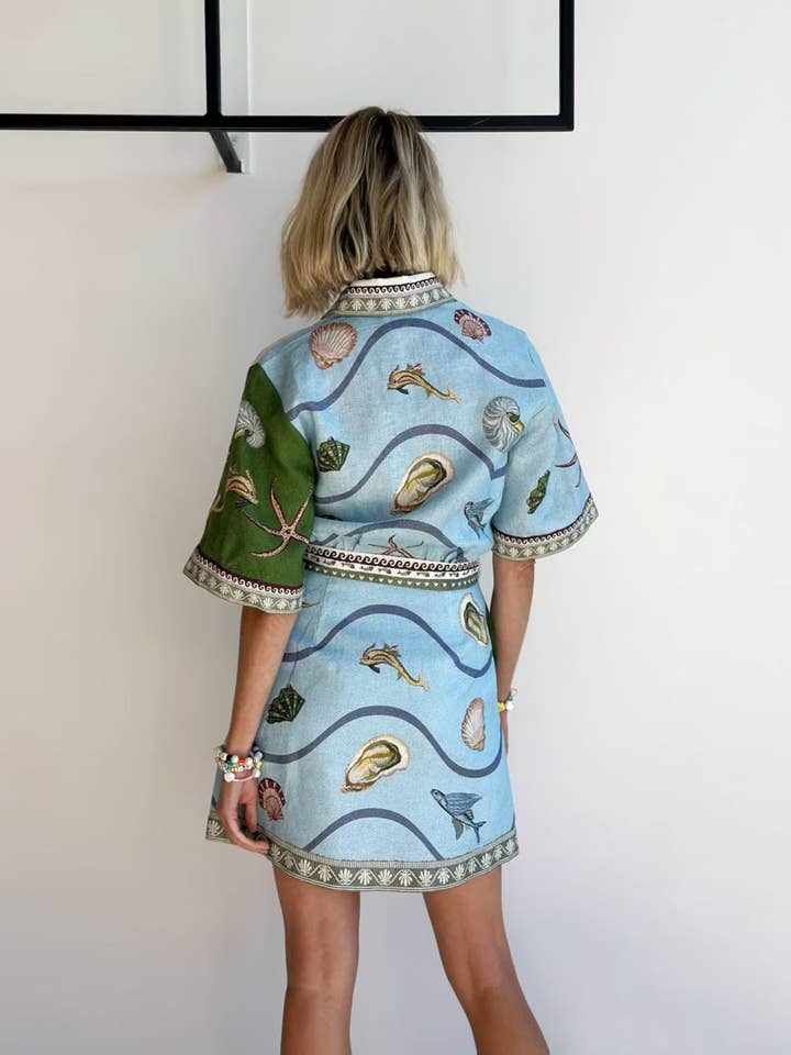 GREEN Casual fashion linen cardigan temperament dress for wholesale on Faire