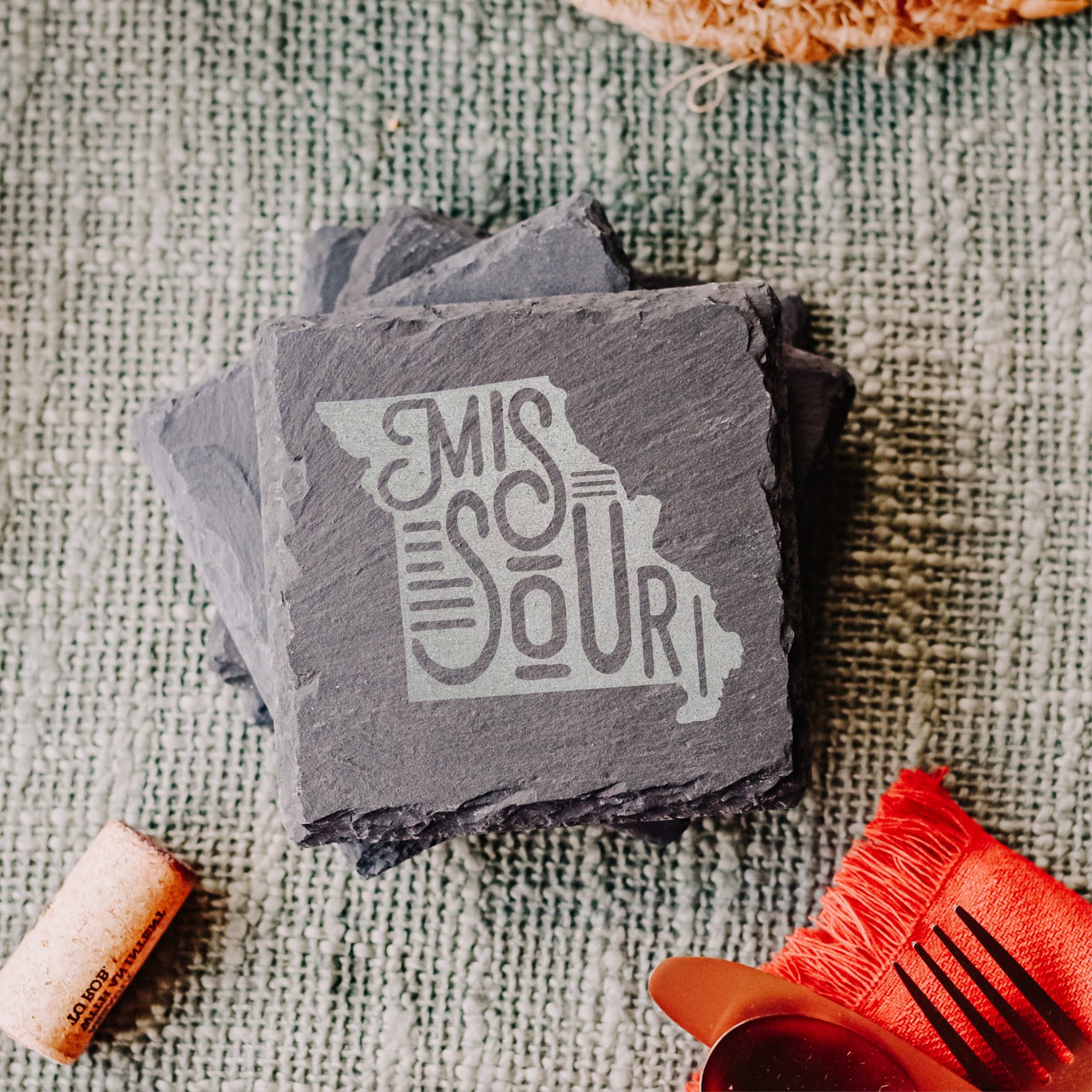 The Lillie Pad - Wholesale Coasters - US State Map Coasters - Natural Slate Coasters - Set of 41