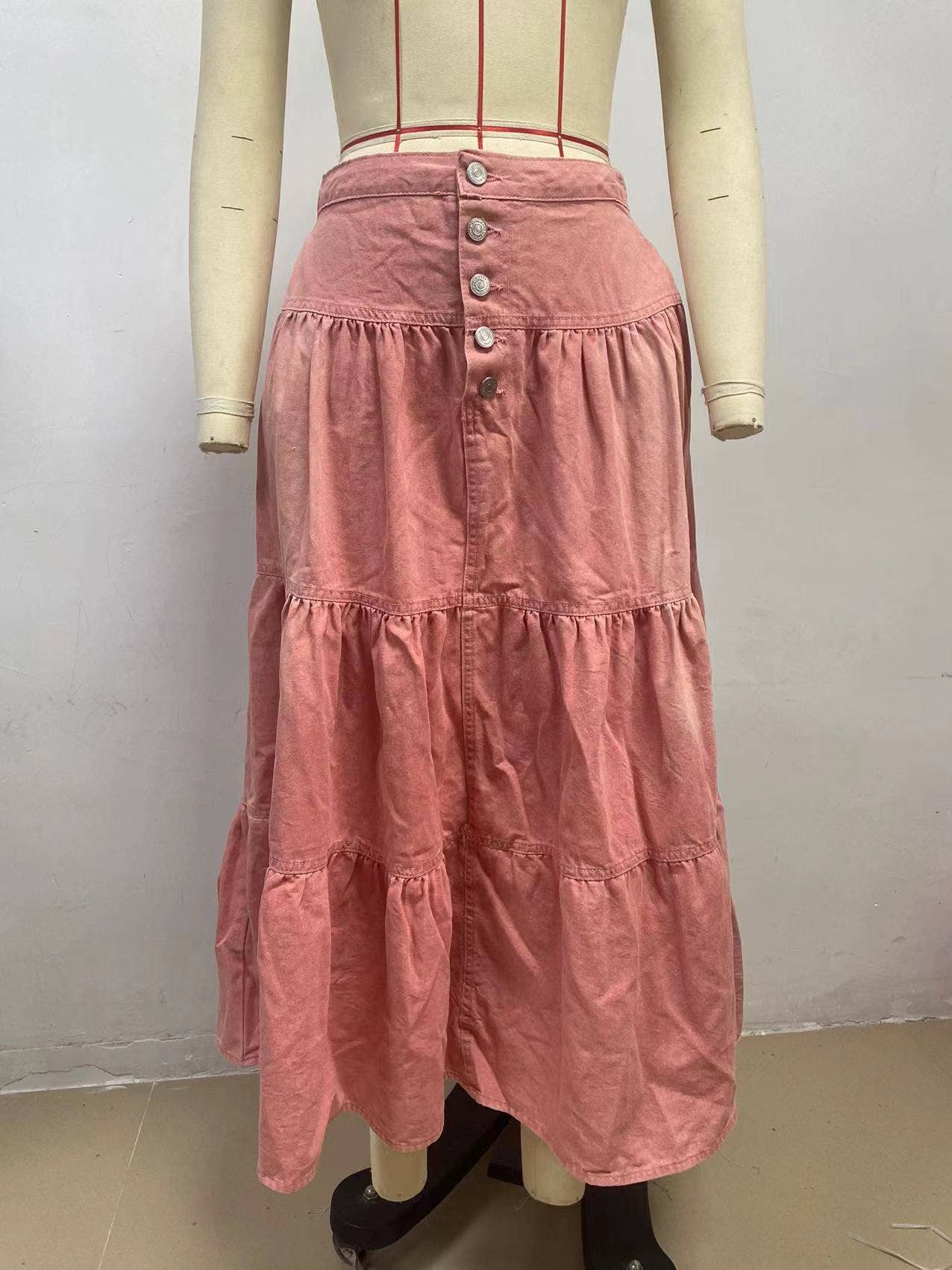 Hope & Sunshine - Wholesale Skirt - Women's - Bohemian Tiered Denim Skirt A-Line1