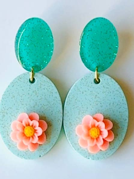 Boucles d'oreilles florales Blue Bonnet pour la vente par Soderena Designs
