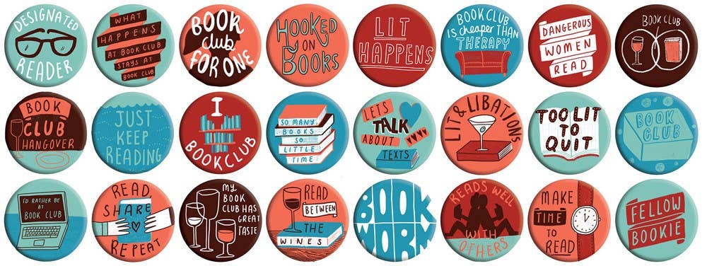 Gibbs Smith - Wholesale Lapel Pin/Button - Book Club Love Button Box -  filled counter display2