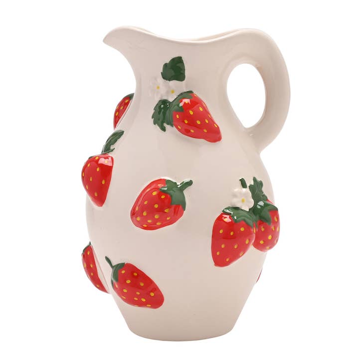 Brocca/Vaso dipinto a mano Cottage Garden con fragole per la vendita all'ingrosso da parte di WIDDOP and Co.