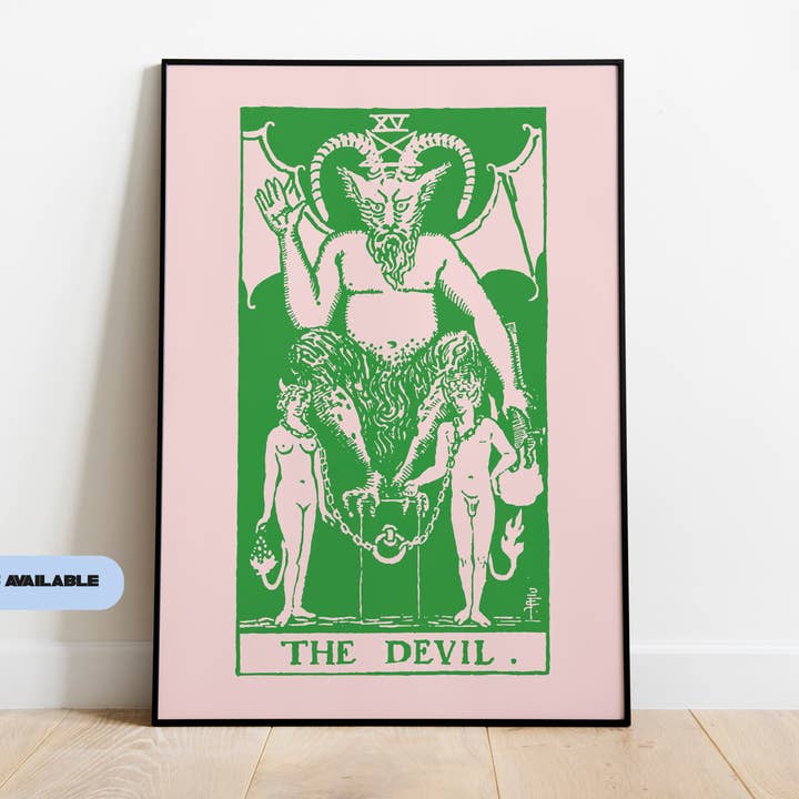 Capricorn The Devil Tarot Card Art Print for wholesale by whatmabeldid