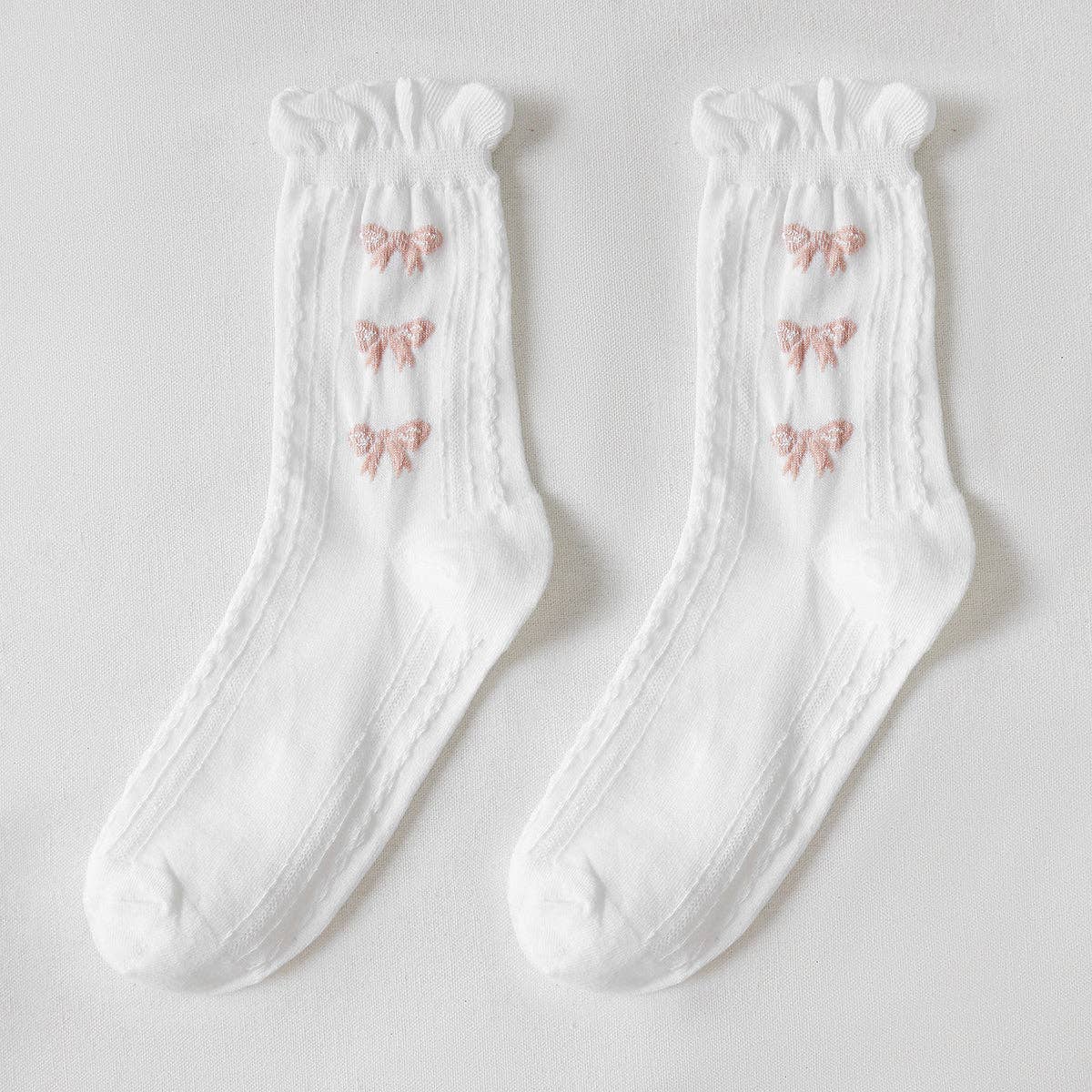 Funkyrel® Atzbranding Limited – Engroshandel Strømper - Dame – Rufia - hvide strømper med rullede kanter til kvinder0