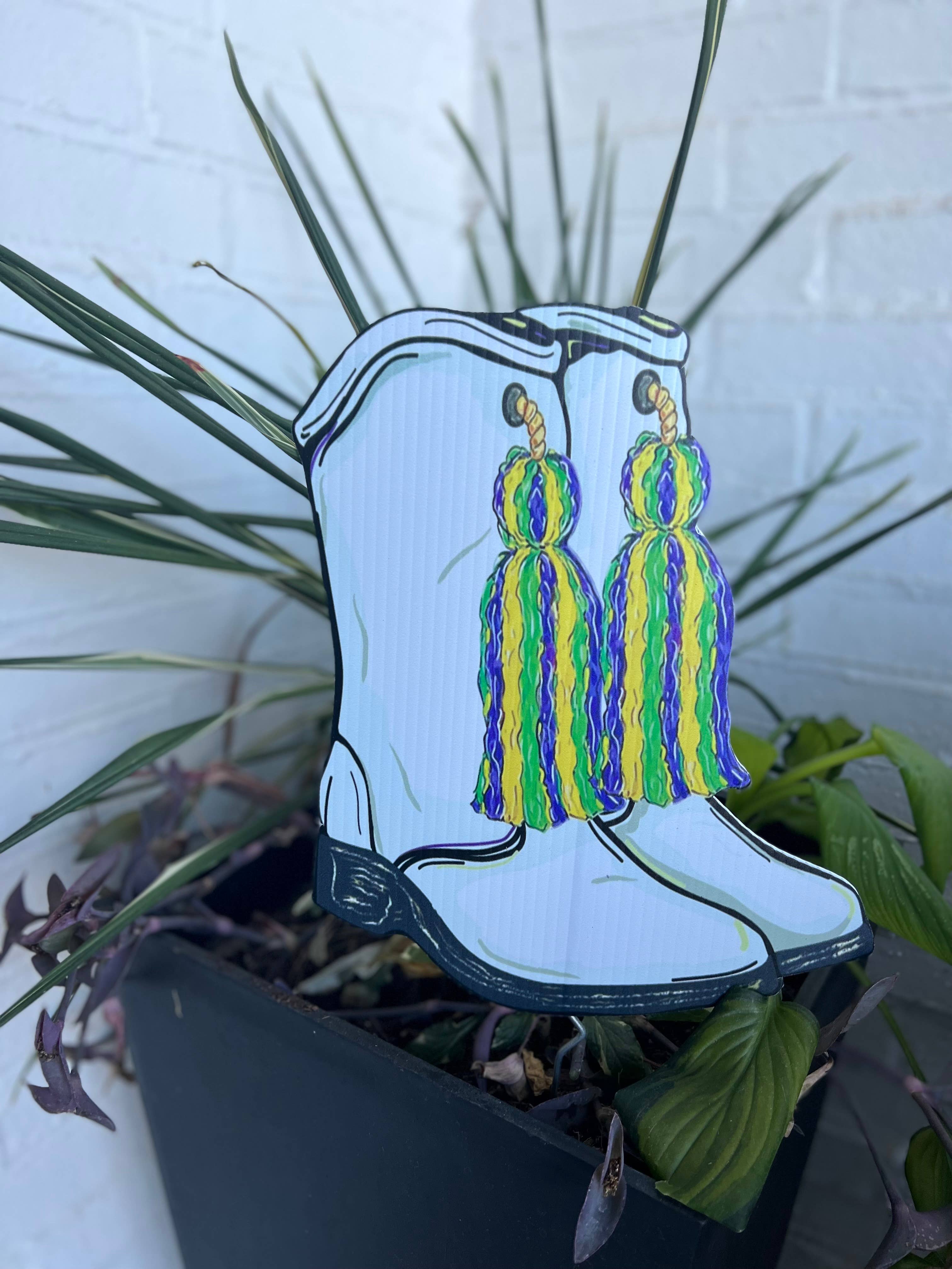 Lovely Reese – wholesale Gräspiggar – Mardi Gras stövlar blomkrukstav0